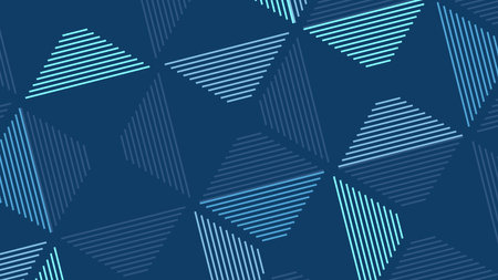 Abstract geometric seamless pattern with triangles. Blue background. Vector illustration.のイラスト素材