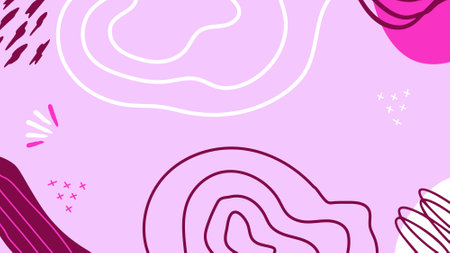 Abstract background with wavy lines and doodles. Vector illustration.