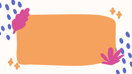 Illustration of a frame for a text with abstract shapes and flowersのイラスト素材