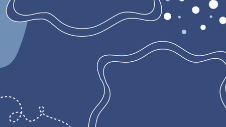 Abstract blue background with wavy lines and dots. Vector illustration.