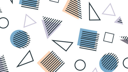 Memphis seamless pattern. Geometric shapes in retro style. Vector Illustration.のイラスト素材