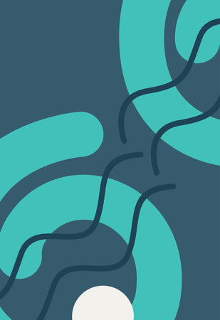 abstract background with wavy lines and circles in turquoise colorsのイラスト素材