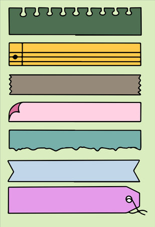Illustration of a set of different colored ribbons and labels.のイラスト素材