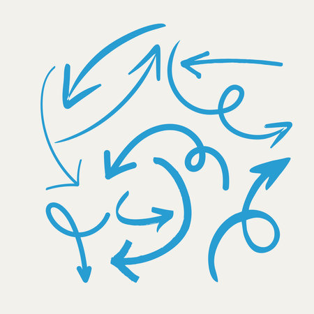 Hand drawn arrows. Set of vector doodle sketch arrows.のイラスト素材