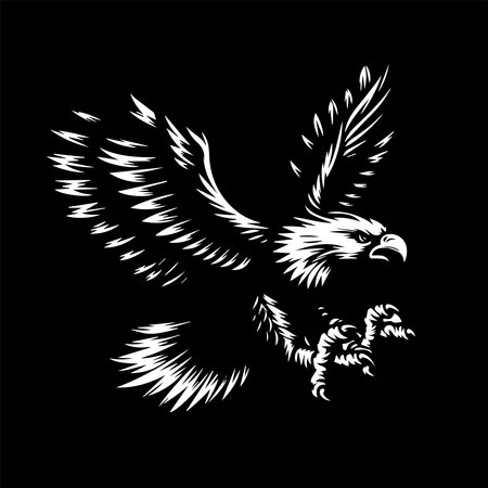 eagle tattoo on a black background, vector illustration, epsのイラスト素材