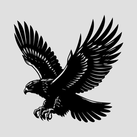 eagle vector illustration in black and white colors isolated on gray backgroundのイラスト素材
