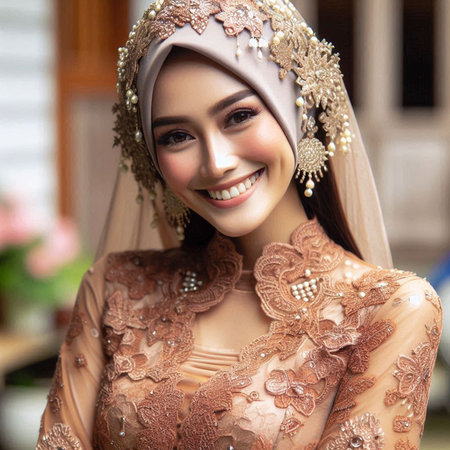 Beautiful asian muslim woman wearing traditional dress and veil.の素材