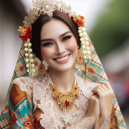 Portrait of a beautiful young woman in Thai traditional costume, Thailand.の素材