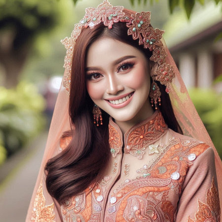 Beautiful asian woman wearing thai traditional dress, Thailand.の素材
