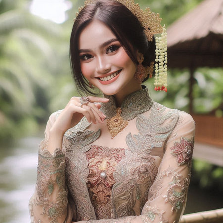 Beautiful asian woman wearing thai traditional costume, Thailand.の素材