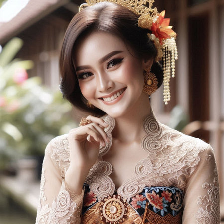 Portrait of beautiful asian woman in traditional thai dress.の素材