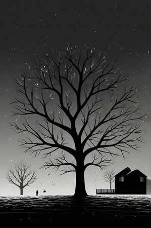 Minimalist illustration in a black background for smartphone wallpaper, featuring simple and elegant design elements to create a sleek and modern aesthetic.の素材