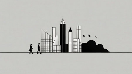 Minimalist illustration in a black background, featuring simple and elegant design elementsの素材