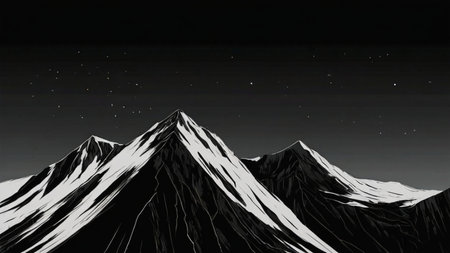 Minimalist illustration in a black background, featuring simple and elegant design elementsの素材