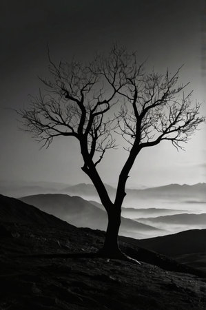 Minimalist illustration in a black background, featuring simple and elegant design elementsの素材