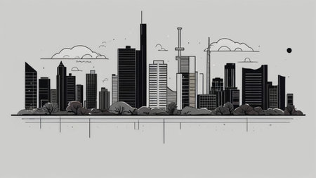 Minimalist illustration in a black background, featuring simple and elegant design elementsの素材