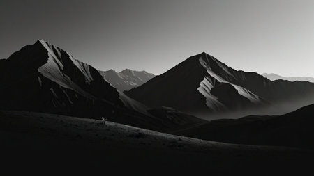 Minimalist illustration in a black background, featuring simple and elegant design elementsの素材