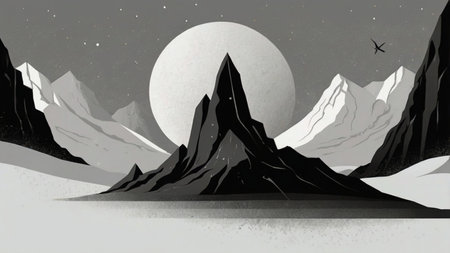 Minimalist illustration in a black background, featuring simple and elegant design elementsの素材