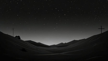 Minimalist illustration in a black background, featuring simple and elegant design elementsの素材