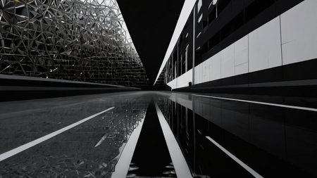 Minimalist illustration in a black background, featuring simple and elegant design elementsの素材