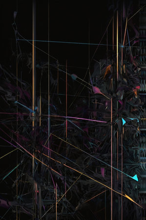 An abstract poster illustration with a black background designed for smartphone wallpaper, featuring modern and artistic elements to create a visually striking and unique displayの素材