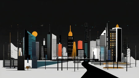 Minimalist illustration in a black background for smartphone wallpaper, featuring simple and elegant design elements to create a sleek and modern aesthetic.の素材