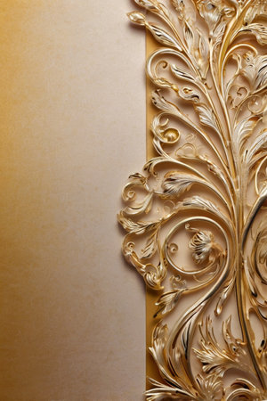 A vintage wedding greeting card with golden color and luxurious ornament, exuding timeless elegance and sophistication, perfect for celebrating a special occasionの素材