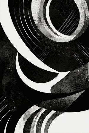 An abstract poster illustration with a black background designed for smartphone wallpaper, featuring modern and artistic elements to create a visually striking and unique displayの素材