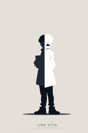Silhouette of a man in a coat. Vector illustration.の素材