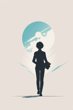 Silhouette of a girl in a business suit. Vector illustration.の素材
