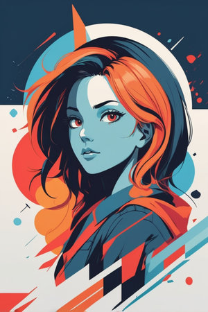 Portrait of a beautiful girl in comics style. Vector illustration.の素材