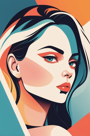 Beauty Women poster illustration. minimalist style. flat designの素材