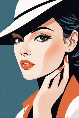 Beauty Women poster illustration. minimalist style. flat designの素材