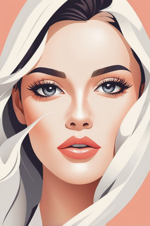 Beauty Women poster illustration. minimalist style. flat designの素材