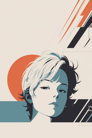 Anime poster illustration. minimalist style. flat designの素材