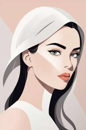 Beauty Women poster illustration minimalist style. flat design illustrationの素材
