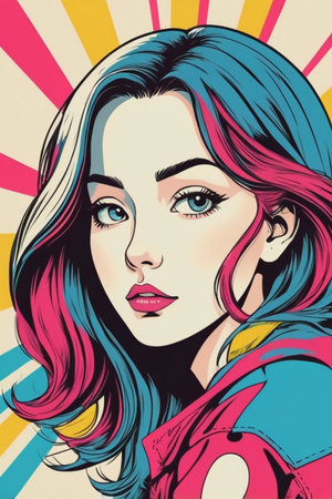 Anime poster Pop Art Design style illustrationの素材