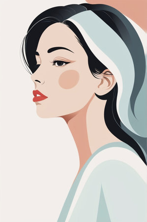Beauty Women poster illustration minimalist style. flat design illustrationの素材