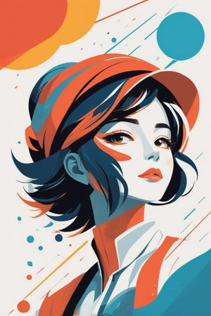 Manga poster illustration. minimalist style. flat designの素材