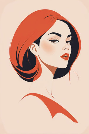 Beauty Women poster illustration. minimalist style. flat designの素材