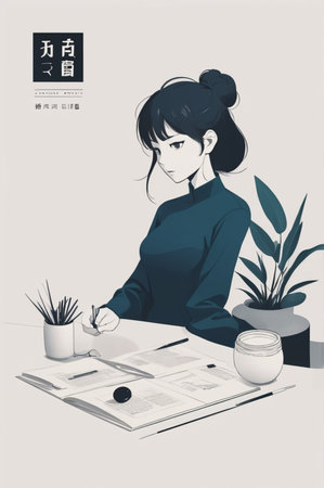 Anime poster illustration. minimalist style. flat designの素材