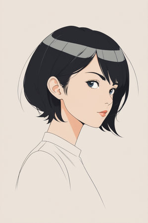 Anime poster illustration. minimalist style. flat designの素材