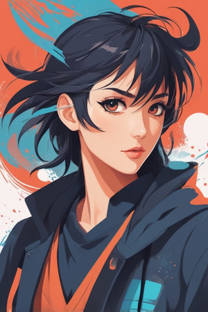 Fashion girl in sketch-style. Vector illustration for your designの素材