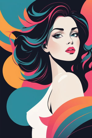 Beauty Women poster illustration. minimalist style. flat designの素材