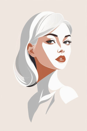 Beauty Women poster illustration minimalist style. flat design illustrationの素材