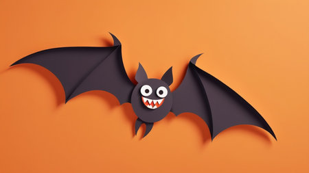 Halloween paper bats on orange background. Eps 10 vector file.の素材