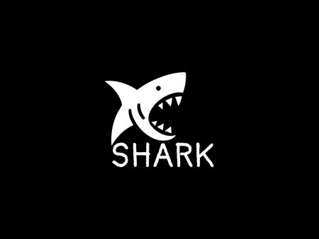 Shark logo template vector icon illustration design on black background - Vectorのイラスト素材