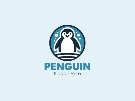 Penguin vector logo template. Penguin logo icon. Penguin vector logo templateのイラスト素材