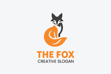 Fox logo design template. Creative vector symbol of fox and leaves.のイラスト素材