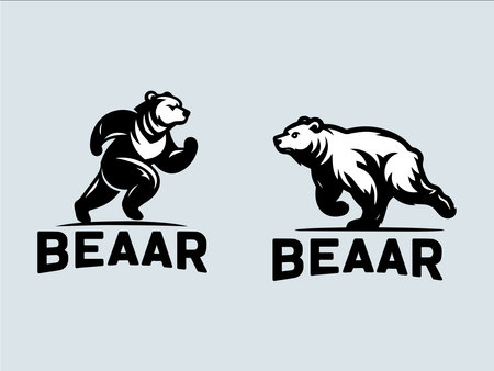 Bear and bear logo template. Vector illustration of bear and bear logo.のイラスト素材